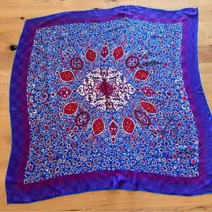 Vintage Silk Deep Purple/Blue Square Mandela Scarf